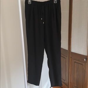 Zara basics flowy black pants with tie waist